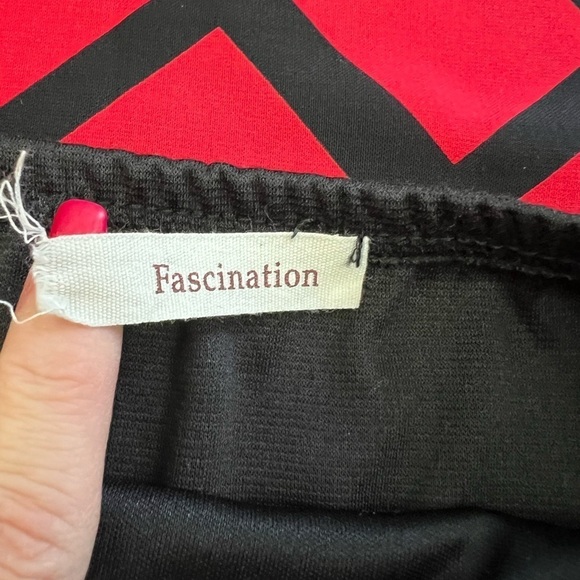 Fascination Red & Black Trellis Print Strapless Maxi Dress - Size M - Picture 8 of 9